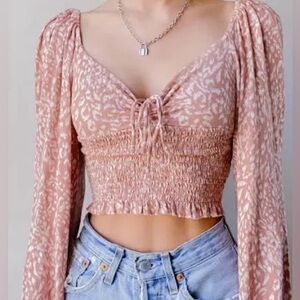 Urban Outfitters Pink and White Cheetah Crop